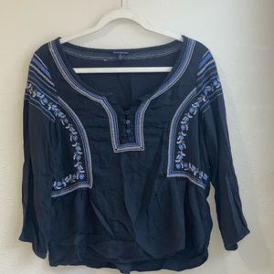 4/$20🛍 AEO Gray and Blue 3/4 Sleeve Length Peasant Top